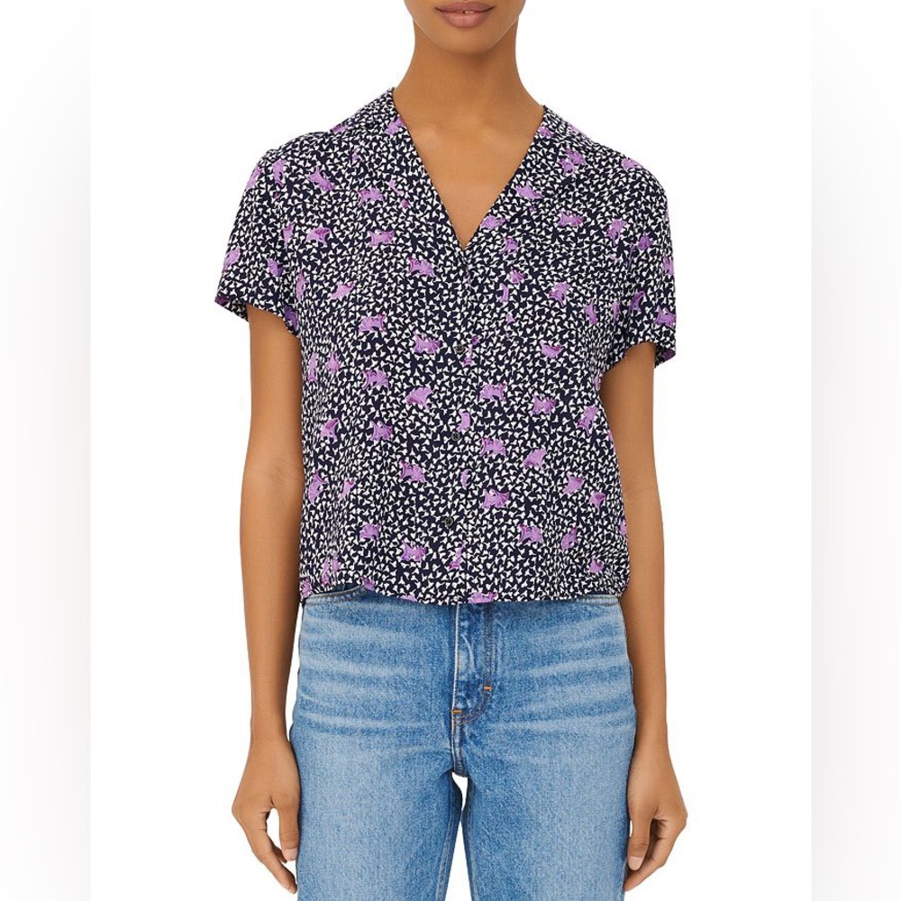 Maje Black and Purple Button Down Shirt